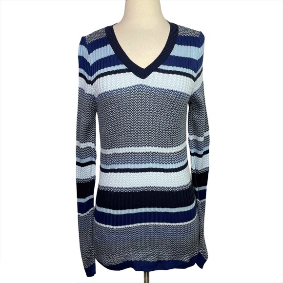 Stitch Fix l Absolutely V Neck Stripe Pullover - Picture 1 of 8